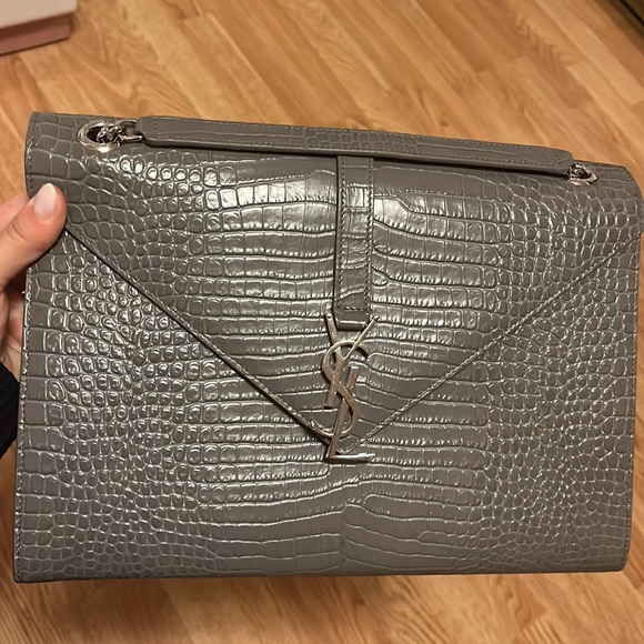 YSL Grey Croc Embossed Bag - Picture 6 of 17